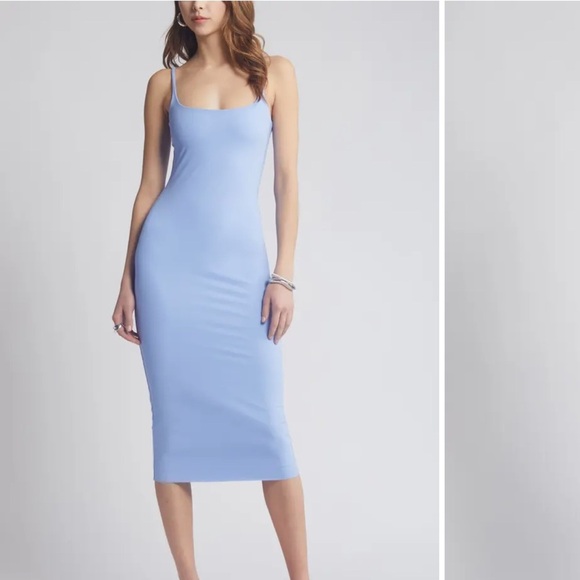 Second date look- Open Edit midi stretch blue hydrangea dress - NWT size XL - Picture 5 of 14